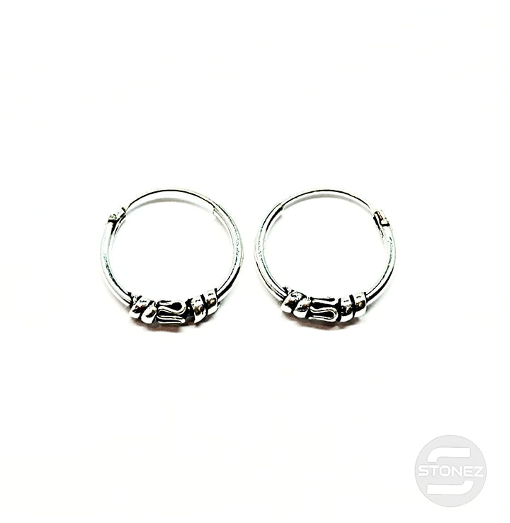 500301306 Pendientes Aros Plata 925 Diseño Bali 1,2 x 14 mm