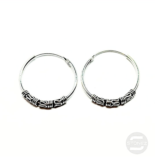 500301313 Pendientes Aros Plata 925 Diseño Bali 1,2 x 20 mm