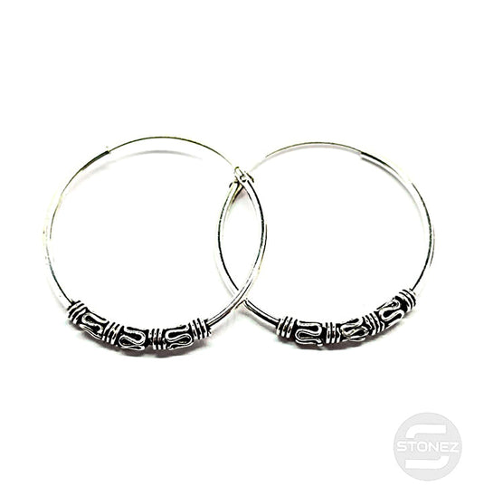 500301320 Pendientes Aros Plata 925 Diseño Bali 1,2 x 25mm.