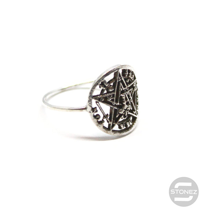 Carregue a imagem no visualizador da galeria, 500301389 Anillo Tetragramatón Plata De Ley 925.
