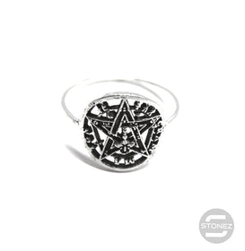 500301389 Anillo Tetragramatón Plata De Ley 925.