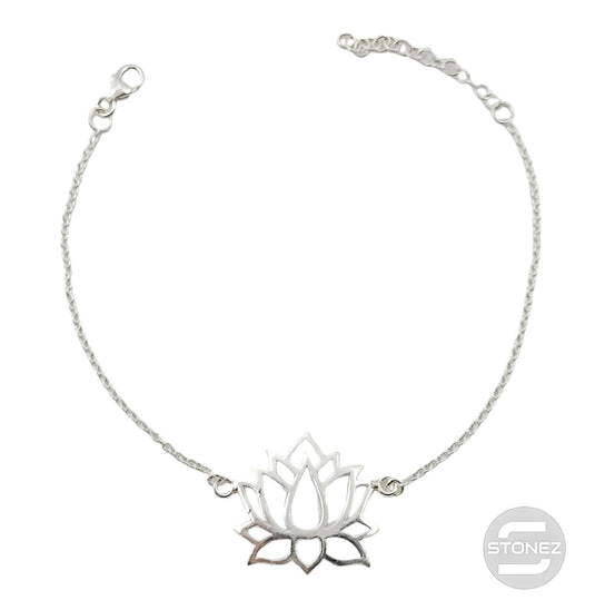 500302094 Pulsera de Plata Ley Con Dije De Flor De Lotto 925 16+3 Cms