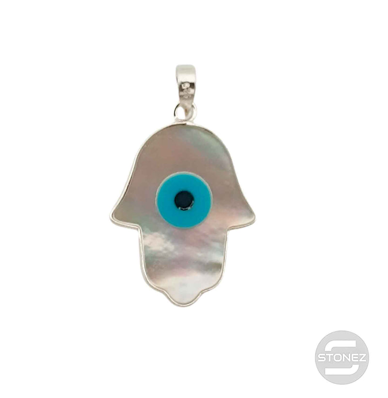 Cargue la imagen en el visor de la galería, 5003002725 Colgante De Plata 925 Forma Mano De Fatima  Nacar Y Ojo Turco 19X16 mm Aprox
