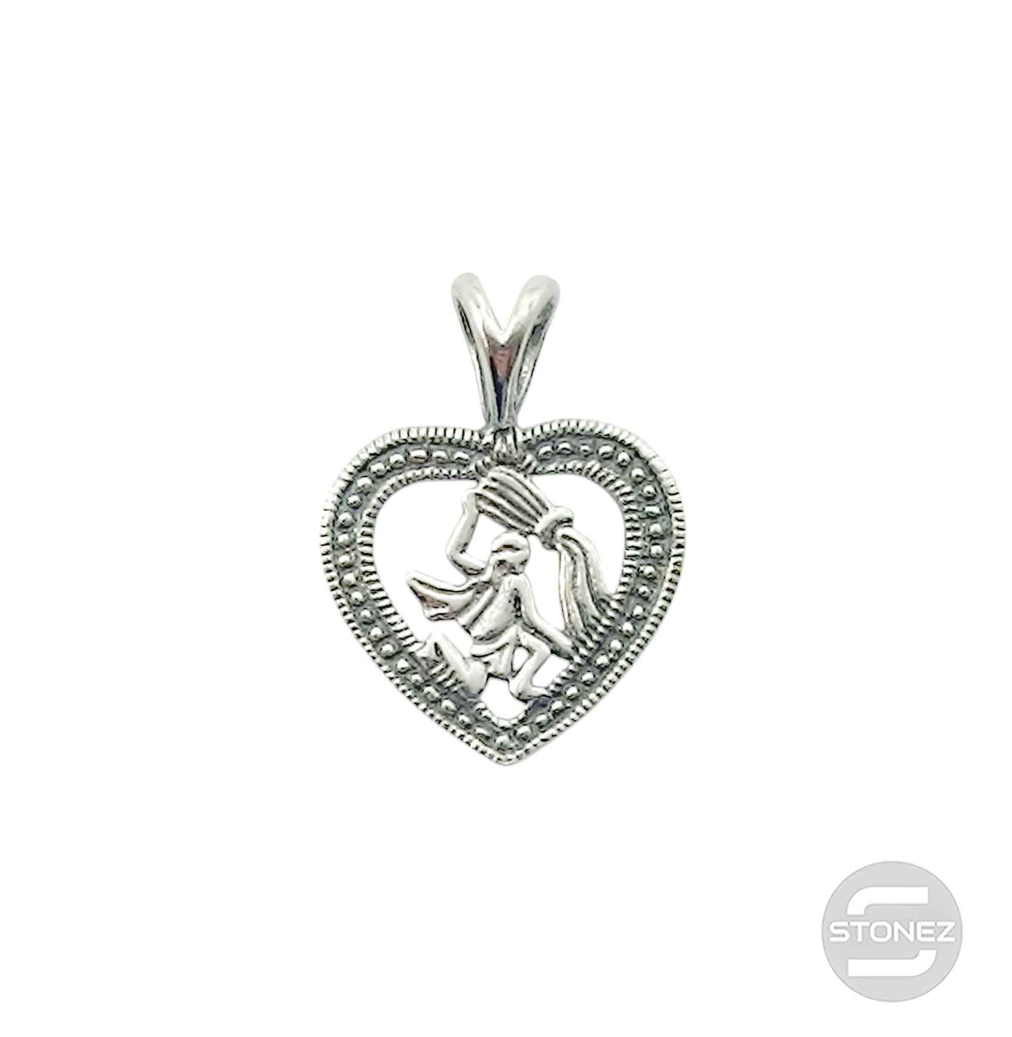 500303093-01 Colgante De Plata 925 Corazón Y Horóscopo Símbolo Acuario 15 mm Aporx
