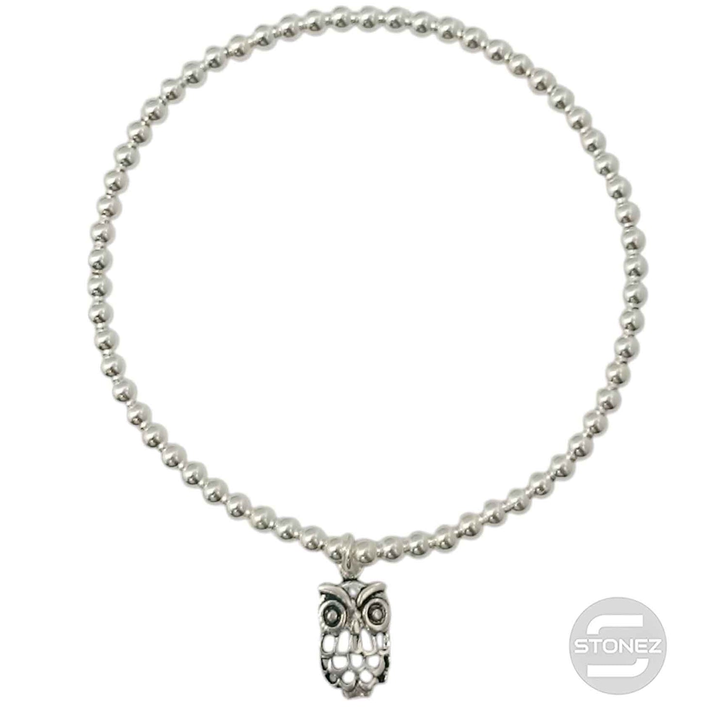 500303144 Pulsera Elastica de Plata 925 Con Bola 3 mm Libelula 15x20 mm