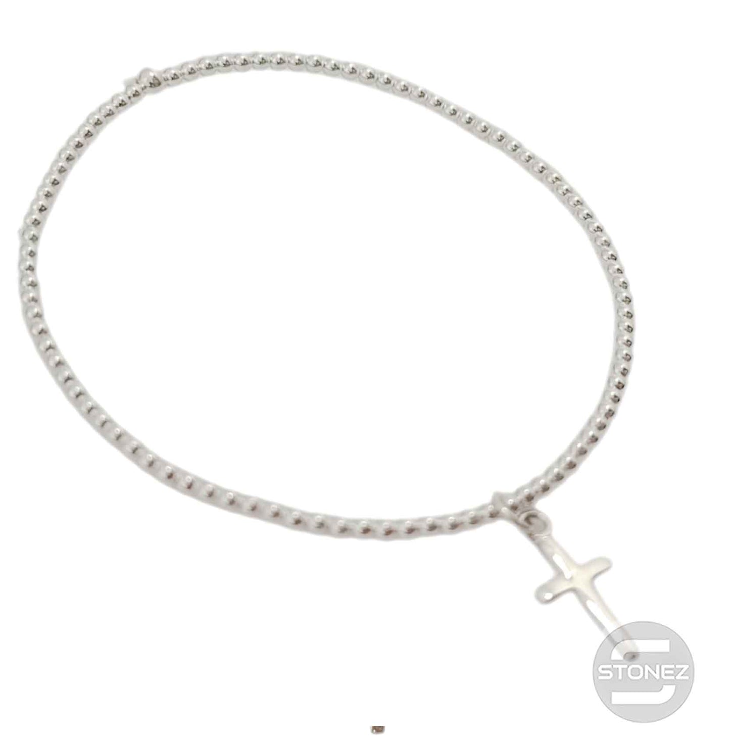 500303150 Pulsera Elastica de Plata 925 Con Bola 2 mm Cruz 7x15 mm