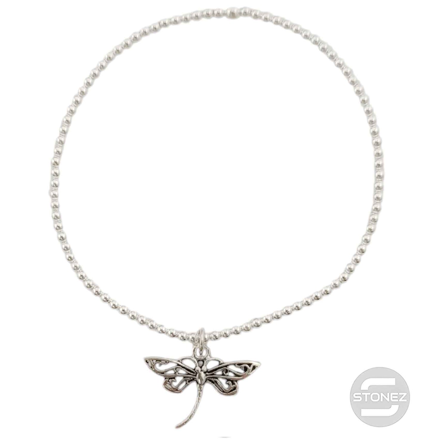 500303152 Pulsera Elastica de Plata 925 Con Bola 2 mm Libleula 15x20 mm