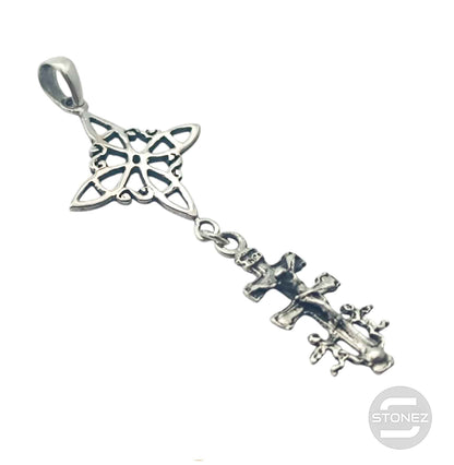 Colgante En Plata 925 Nudo De Bruja Y Cruz Caravaca 45 mm Largo Aporx 500303923