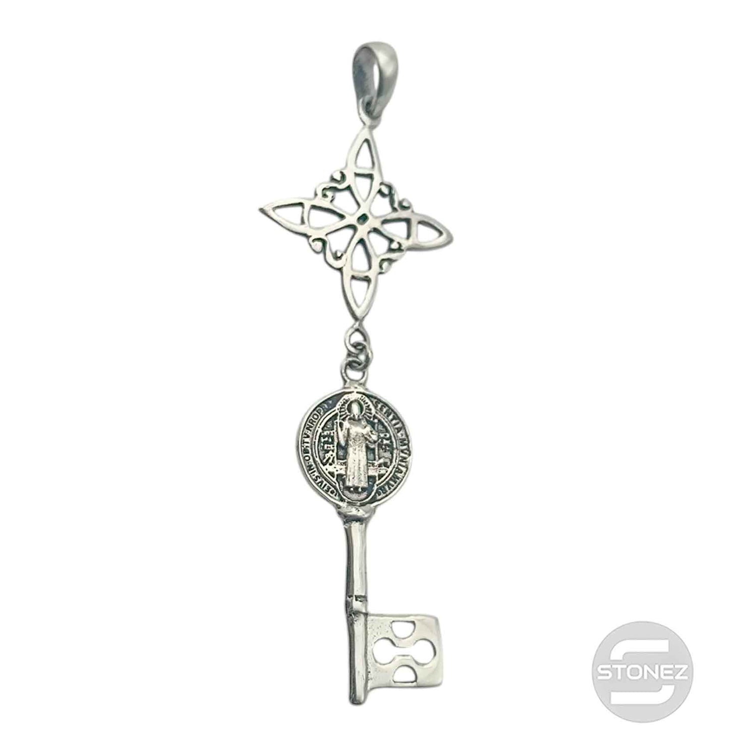 Colgante En Plata 925 Nudo De Bruja Lave San Benito 55 mm Largo Aporx  500303924