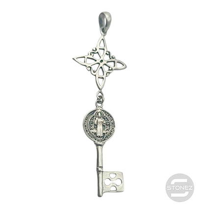 Colgante En Plata 925 Nudo De Bruja Lave San Benito 55 mm Largo Aporx  500303924