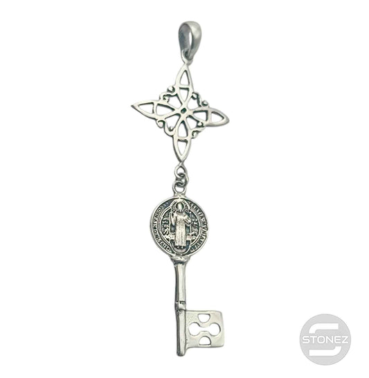 Colgante En Plata 925 Nudo De Bruja Lave San Benito 55 mm Largo Aporx  500303924