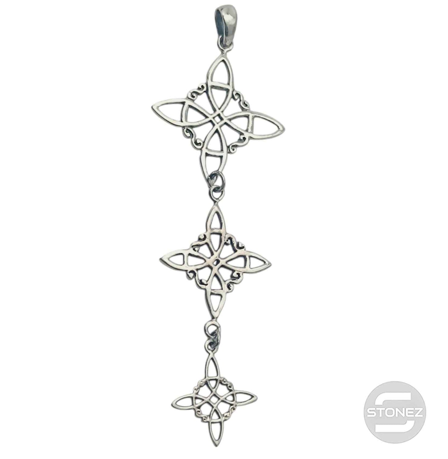 Colgante En Plata 925 Triple Nudo De Bruja 65 mm Largo Aporx 500303925