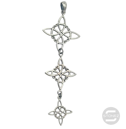 Colgante En Plata 925 Triple Nudo De Bruja 65 mm Largo Aporx 500303925