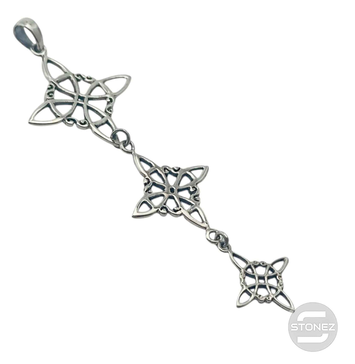 Colgante En Plata 925 Triple Nudo De Bruja 65 mm Largo Aporx 500303925