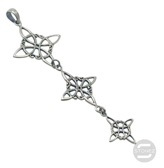 Colgante En Plata 925 Triple Nudo De Bruja 65 mm Largo Aporx 500303925