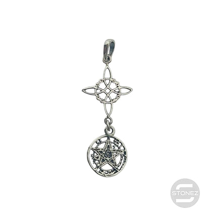 Colgante En Plata 925 Nudo De Bruja Y Tetragramaton 30 mm Largo Aporx  500303926