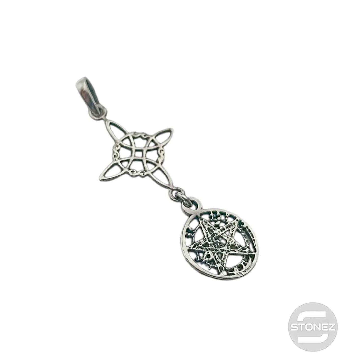 Colgante En Plata 925 Nudo De Bruja Y Tetragramaton 30 mm Largo Aporx  500303926