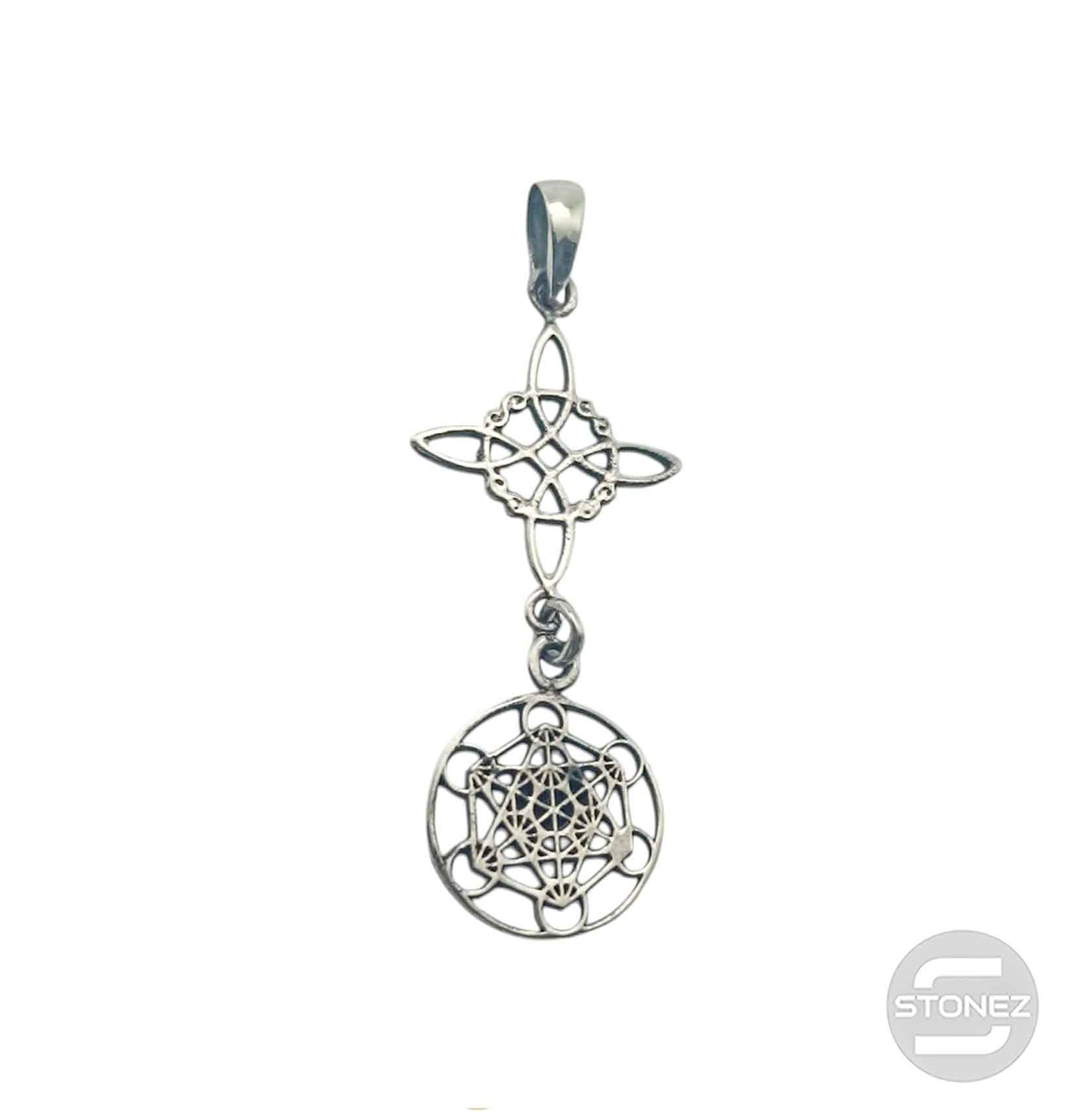 Colgante En Plata 925 Nudo De Bruja Y Metatron 30 mm Largo Aporx  500303927