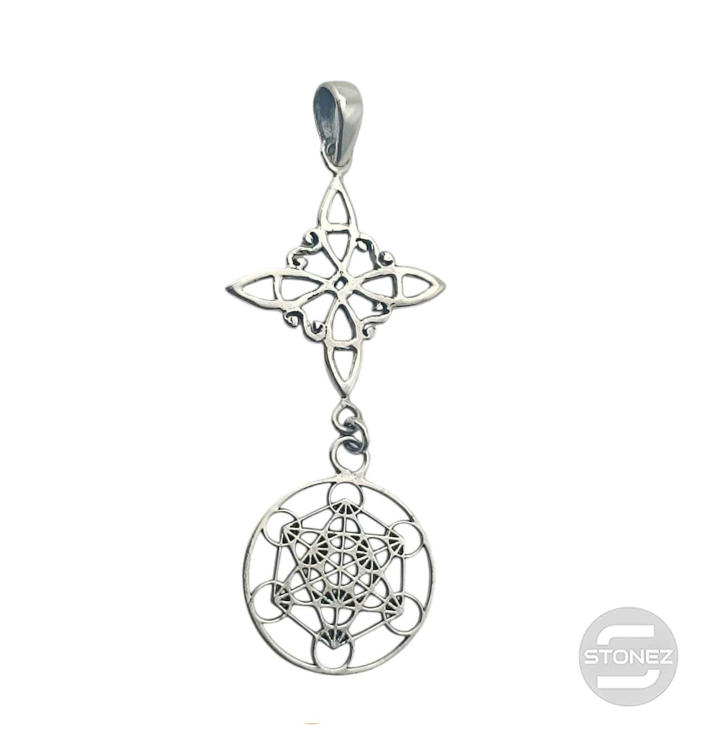 Colgante En Plata 925 Nudo De Bruja Y Metatron 45 mm Largo Aporx  500303928
