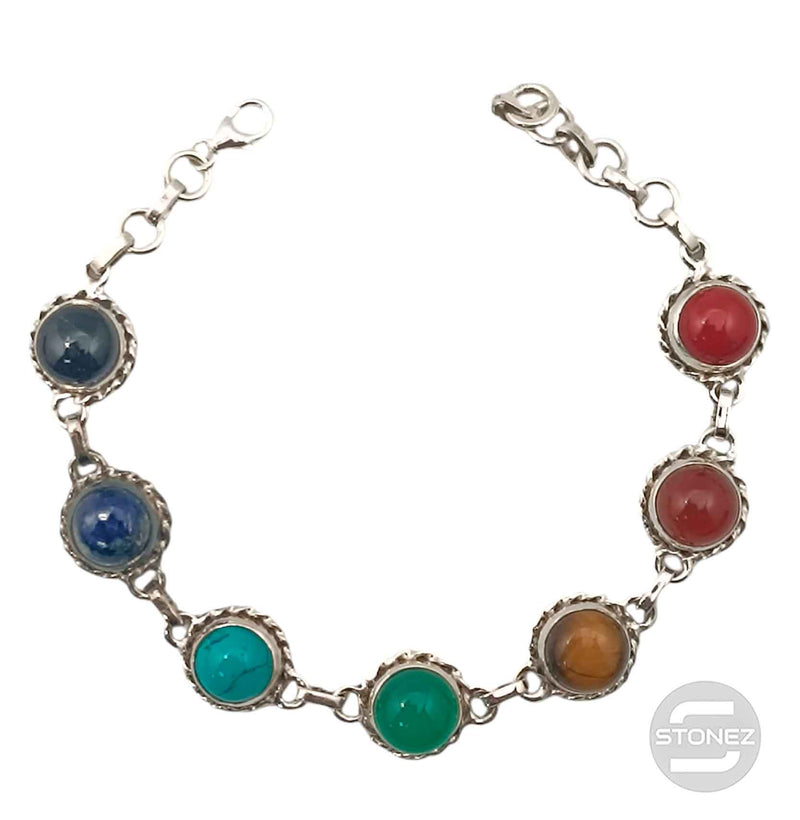 Cargue la imagen en el visor de la galería, 500602471 Pulsera Plata 925 Con Piedras 7 Chakras 16+3 Cms Aprox.
