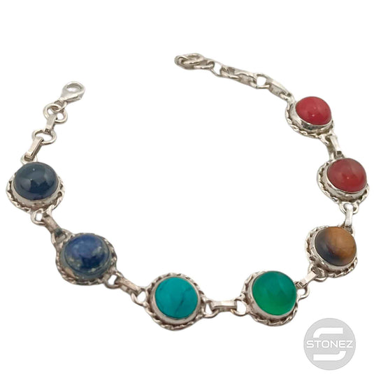 500602471 Pulsera Plata 925 Con Piedras 7 Chakras 16+3 Cms Aprox.