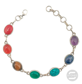 500602474 Pulsera Plata 925 Con Piedras 7 Chakras 16+3 Cms Aprox.