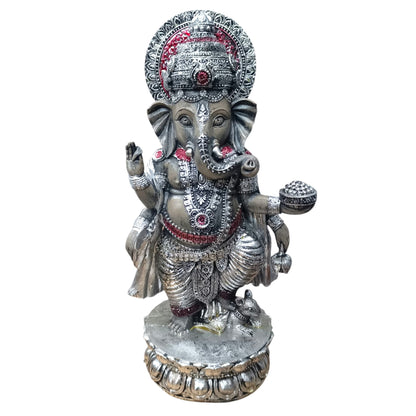 Figura Ganesha En Resina 32 Cms Aprox Color Plata/Rojo Ref: 600104474
