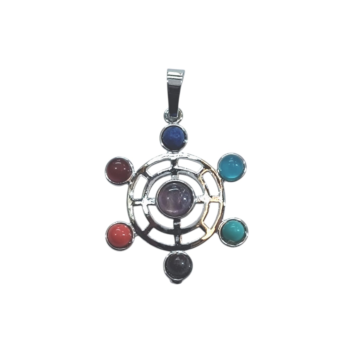 Colgante En Metal Con Piedra Natural 7 Chakras 4 Cms Aprox 23004-14