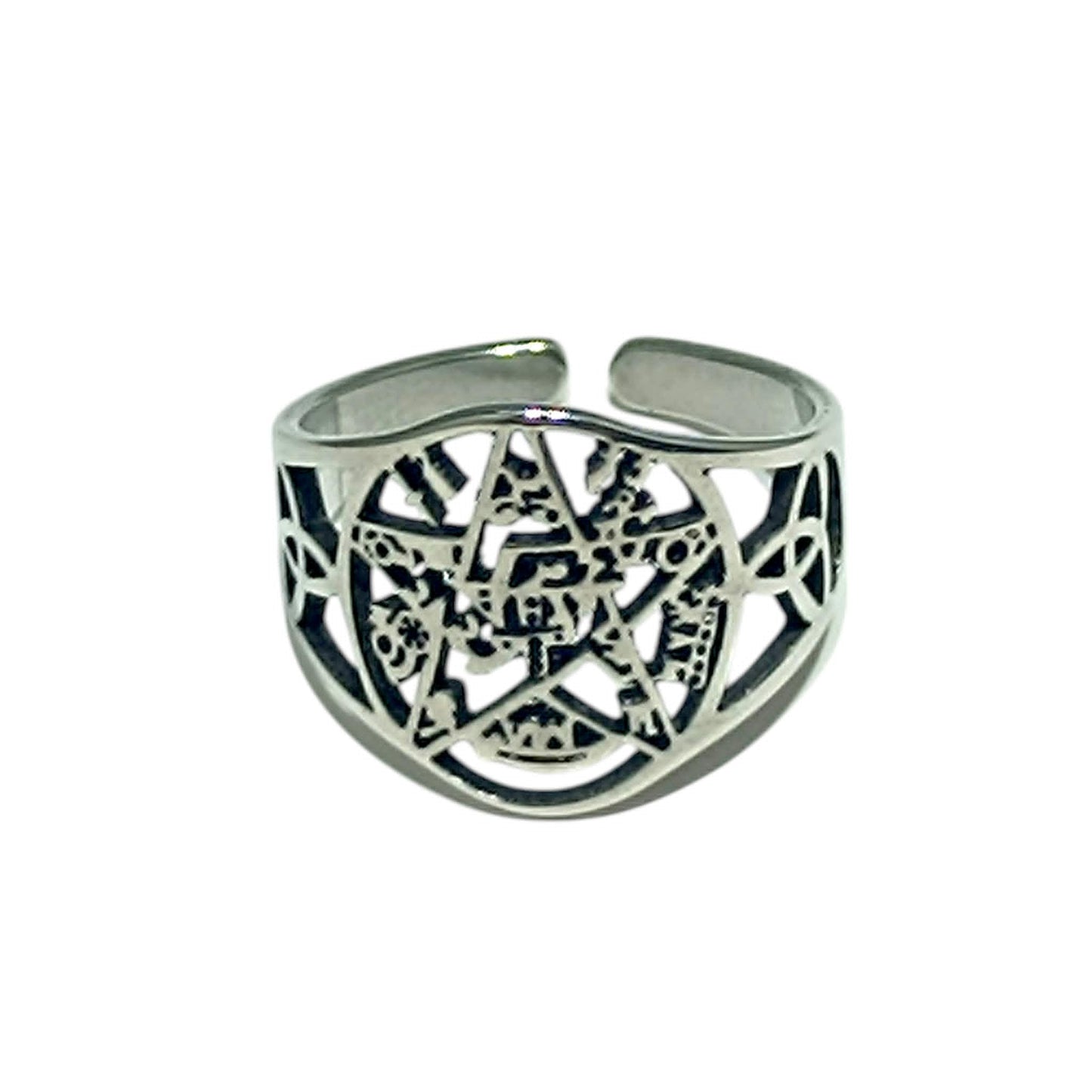 Anillo Acero Adaptable Simbolo Tetragramaton REF: 600104494