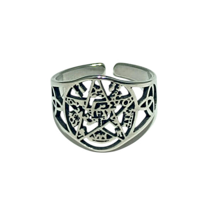 Anillo Acero Adaptable Simbolo Tetragramaton REF: 600104494