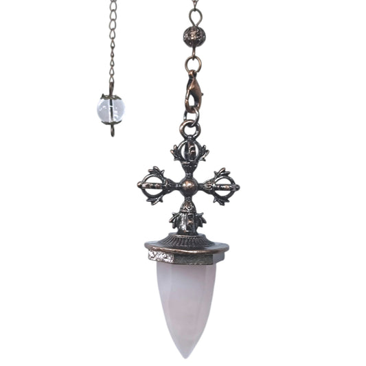 Pendulo Dorge Con Piedra Natural Cuarzo Rosa 6 Cms Aprox REF: 600104528