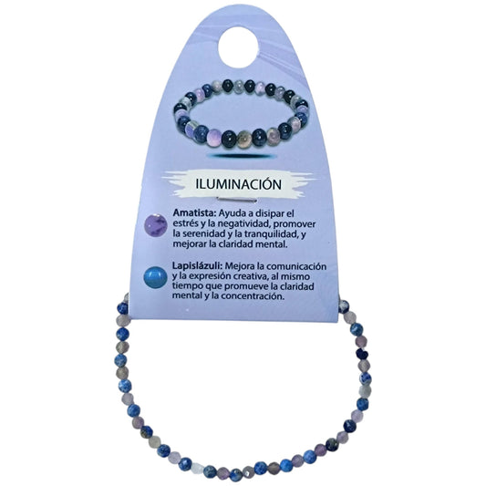 Pulsera Combinada Iluminacion Piedra Amatista Lapislazuli 3 mm Facetada REF: 70213