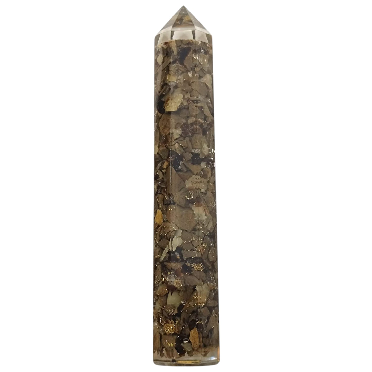 Obelisco Orgonita y Piedras Septaria 16 Cms Aprox