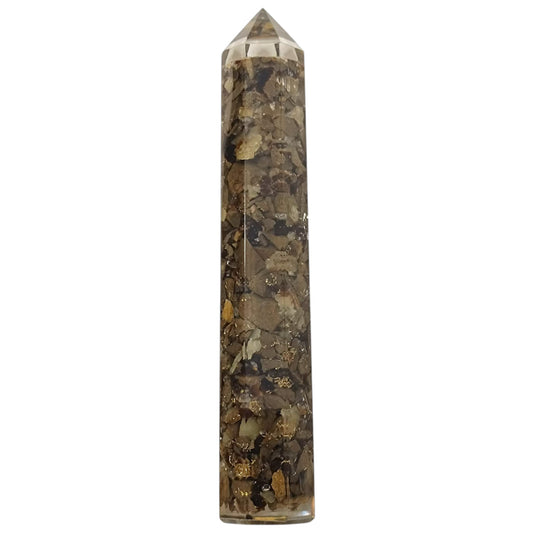 Obelisco Orgonita y Piedras Septaria 16 Cms Aprox