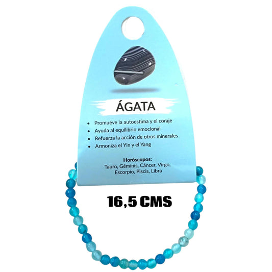 Pulsera Elastica Infantil 16,5 Cms Aprox Piedra Agata Azul 4 mm 600104508-28