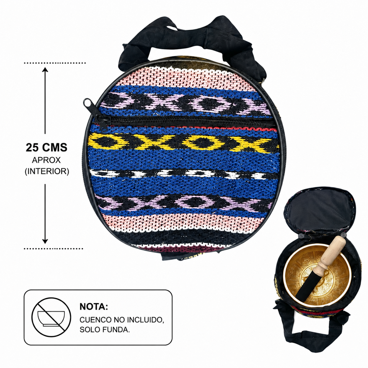 Bolso Funda Para Cuenco Tibetano Interior 25 Cms Aprox (EL BORDADO PUEDE VARIAR)