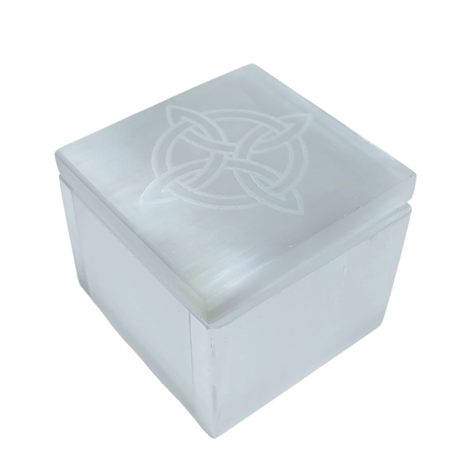 Joyero Selenita Grabado Nudo De Bruja 7X7Cms Aprox 401204170