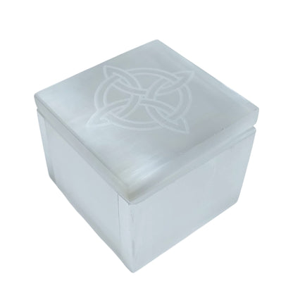 Joyero Selenita Grabado Nudo De Bruja 7X7Cms Aprox 401204170