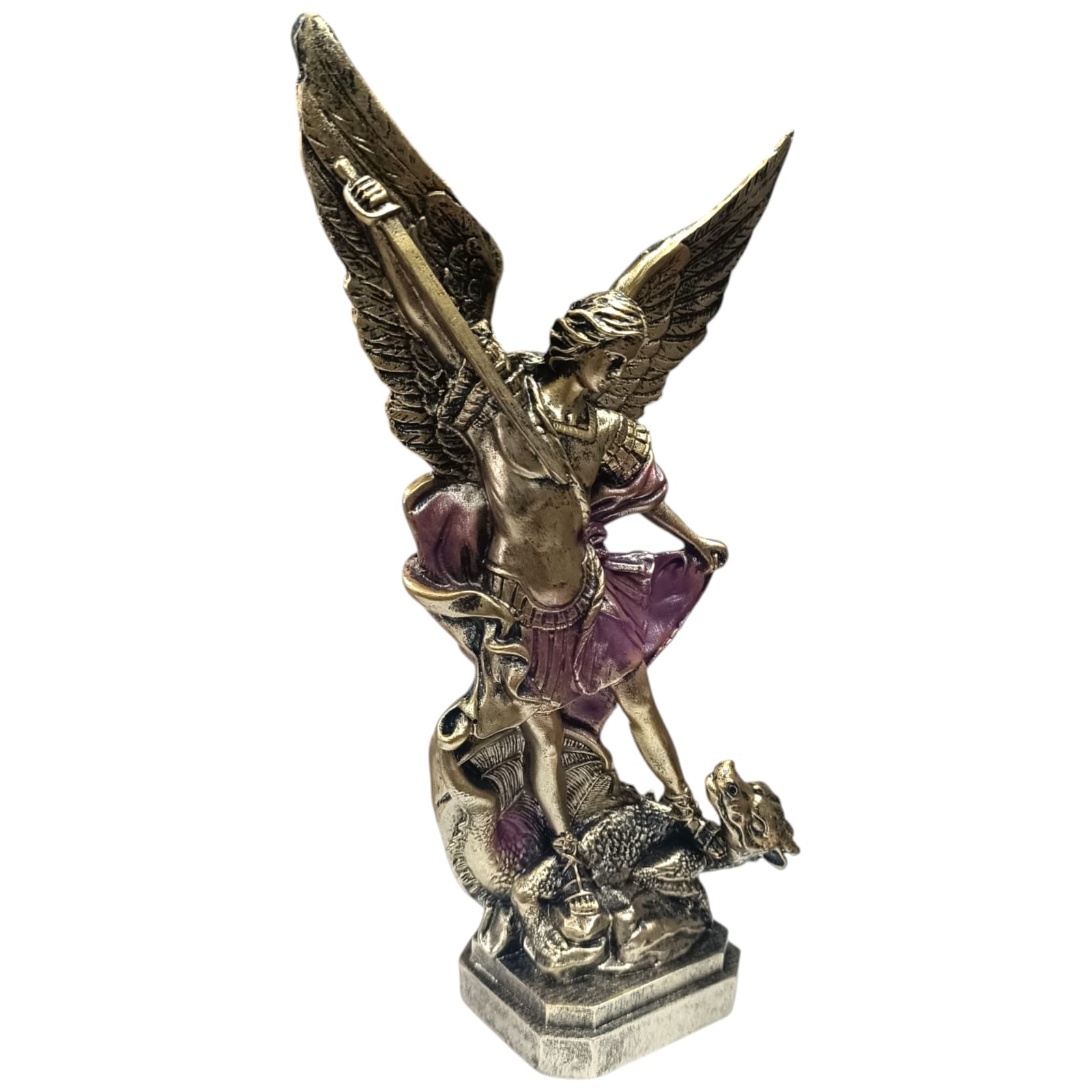 Figura En Resina San Miguel Con Dragon Aprox 30 Cms Aprox Morado 600103662 - stonez