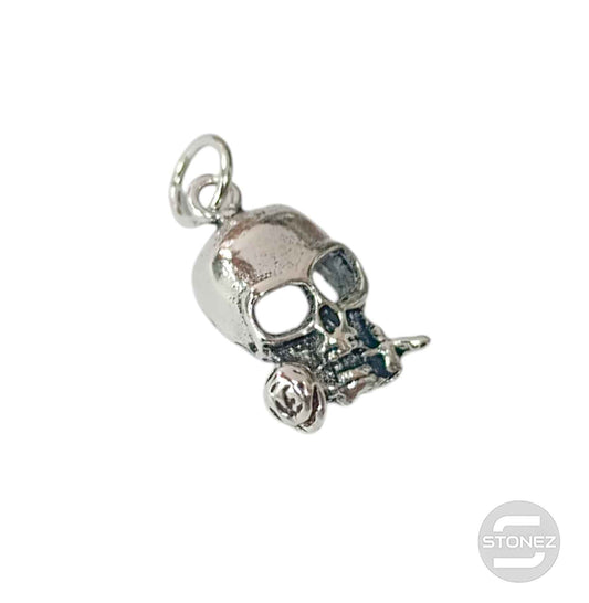 56060 Colgante De Plata Calavera Con Rosas 15 mm