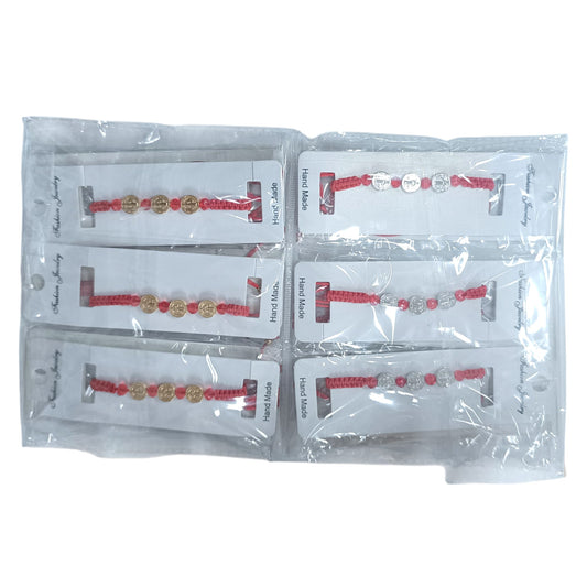 600104119 Paquete 12 Pulseras (6 DORADAS Y 6 PLATEADA) 7 Nudos Con Entrepieza San Benito