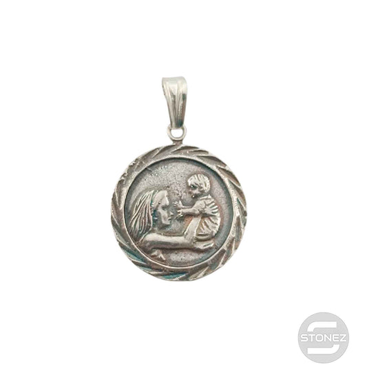 57011 Colgante De Plata 925 Medalla Madre Hijo 20 mm