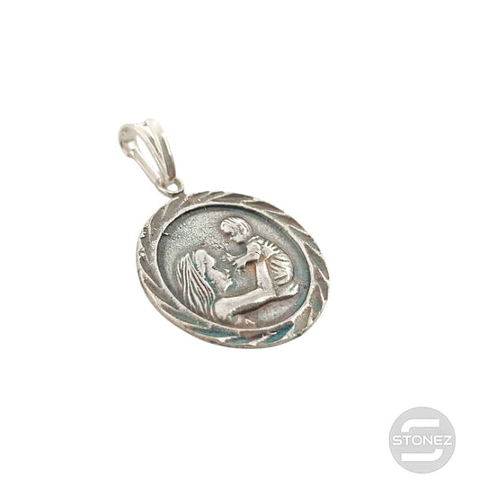 57011 Colgante De Plata 925 Medalla Madre Hijo 20 mm