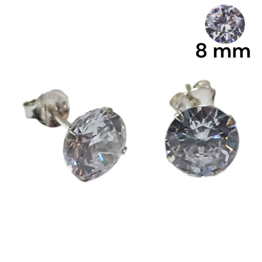 Pendientes Plata ley 925 Con Circonita Redonda 8 mm REF: 500203511