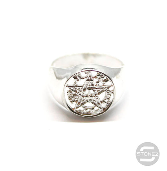 5791900 Anillo Tetragramatón Plata De Ley 925. Talla 25