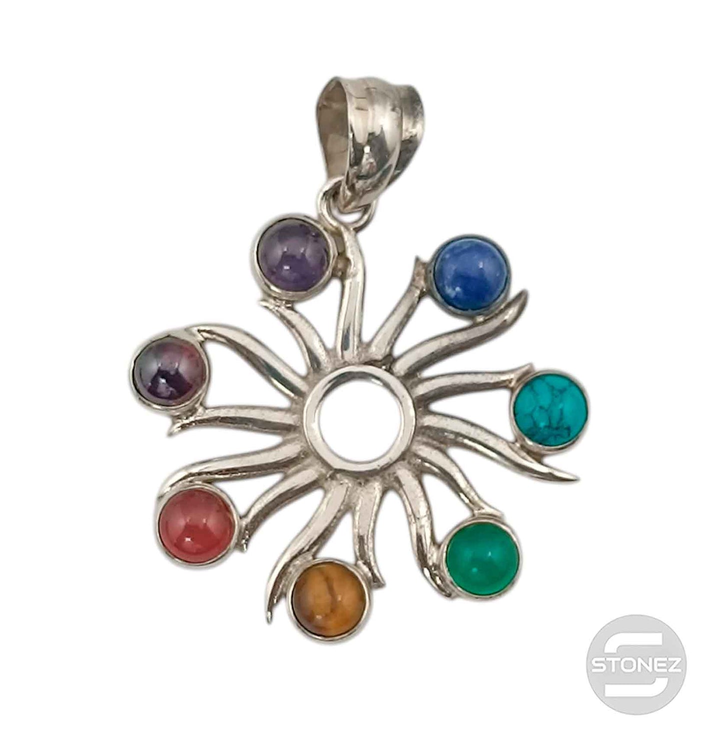 58717 Colgante Plata 925 Sol 7 Chakras 32 mm Aprox