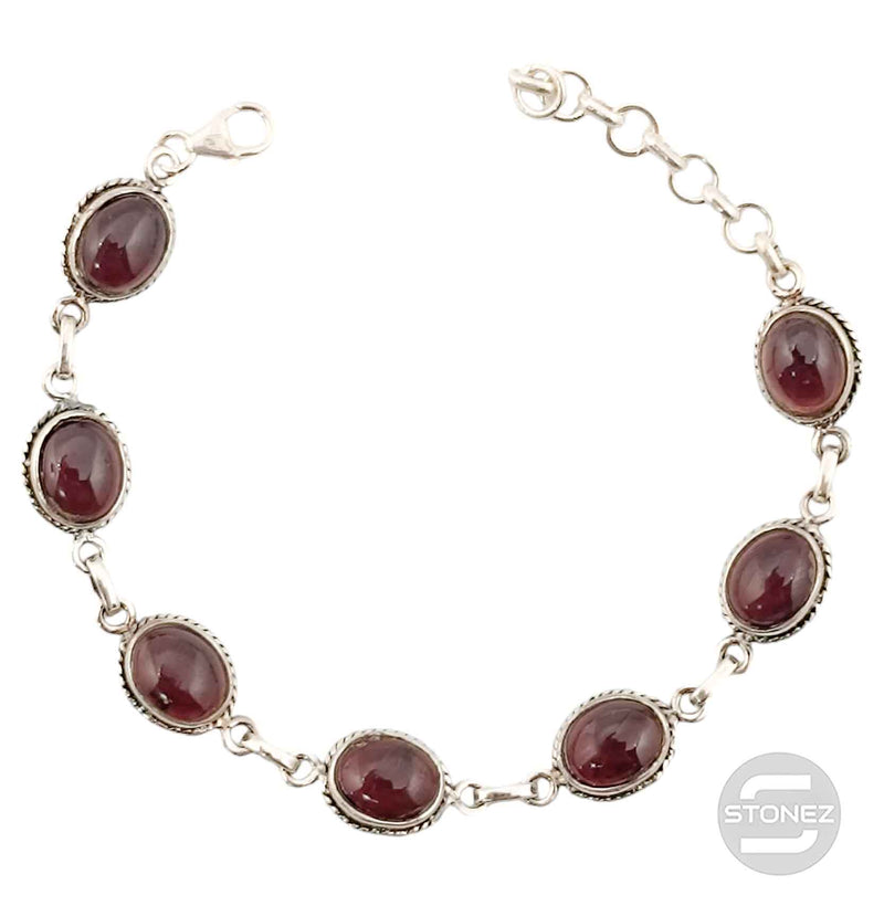 Cargue la imagen en el visor de la galería, 58882 Pulsera Plata 925 Con Piedras Granate 16+3 Cms Aprox
