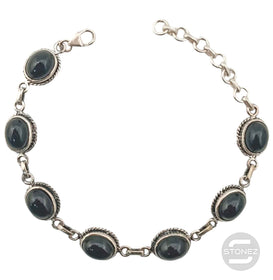 58882 Pulsera Plata 925 Con Piedras Onix 16+3 Cms Aprox