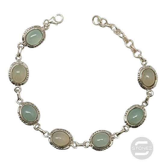 58883 Pulsera Plata 925 Con Piedras Calcedonia 16+3 Cms Aprox