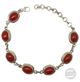 58883 Pulsera Plata 925 Con Piedras Carneola 16+3 Cms Aprox